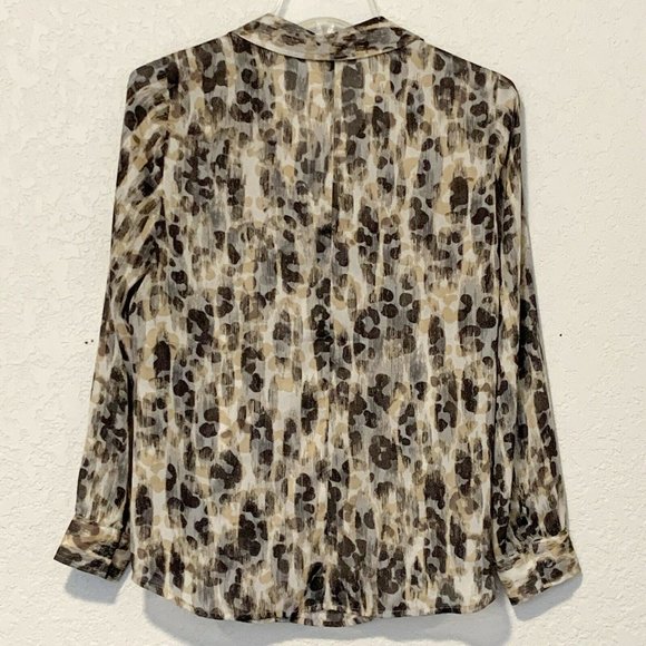 Ann Taylor Loft Med Petite Long Sleeve, Sheer Blouse - Picture 4 of 8